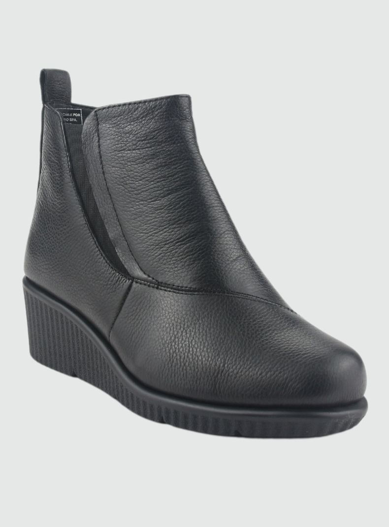 Botin de Cuero Mujer Casual Negro Mosqueta-2