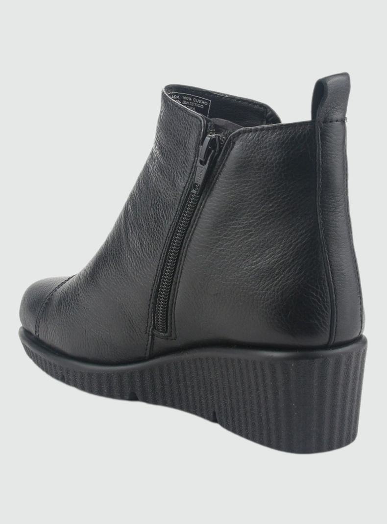 Botin de Cuero Mujer Casual Negro Mosqueta-3