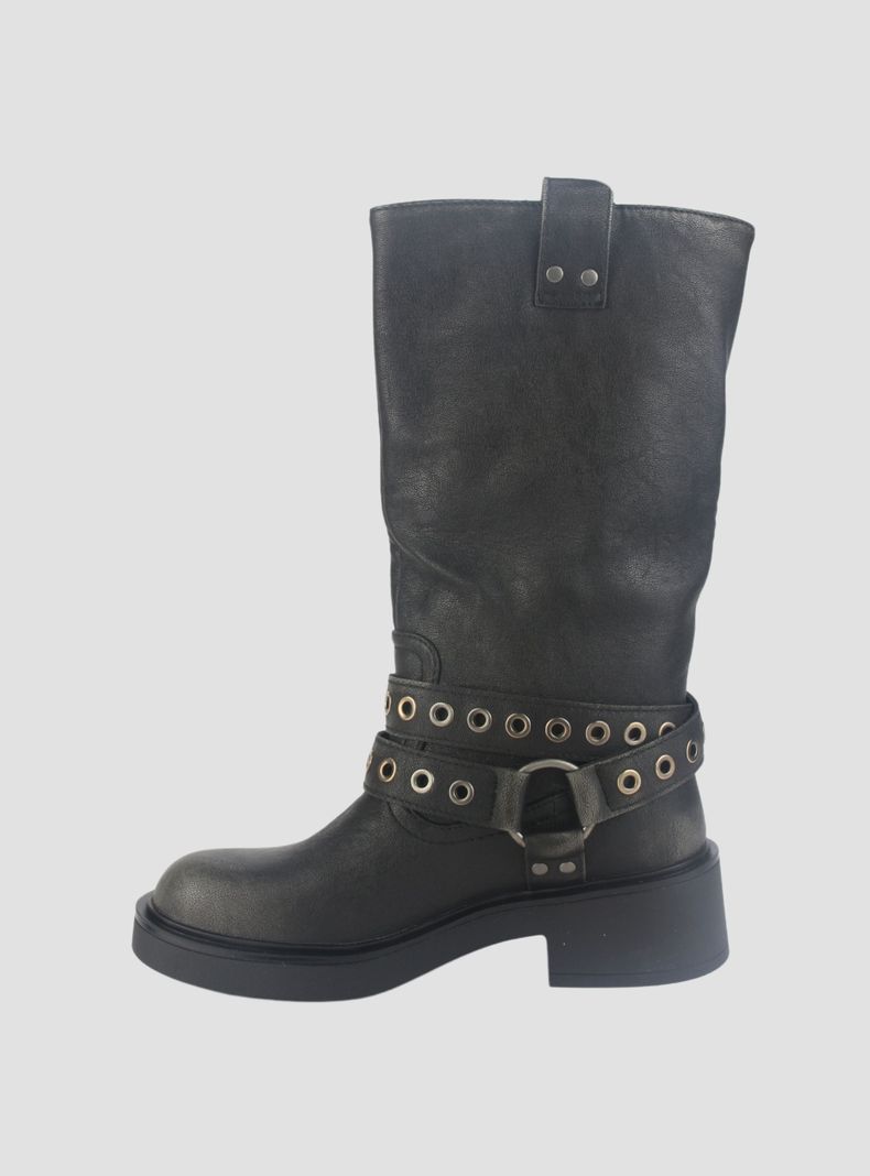 Botin Chalada Mujer Biker-6 Negro Casual-1
