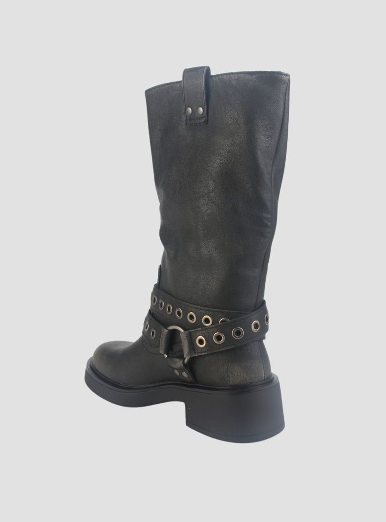 Botin Chalada Mujer Biker-6 Negro Casual-3