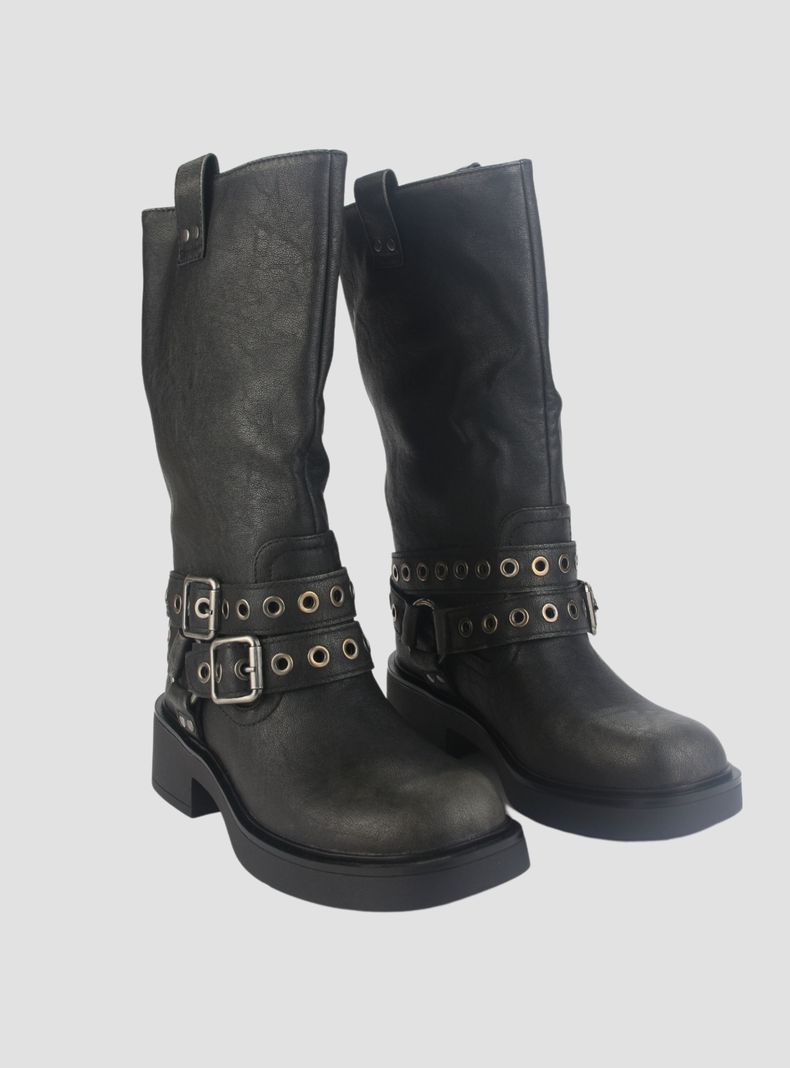 Botin Chalada Mujer Biker-6 Negro Casual-4
