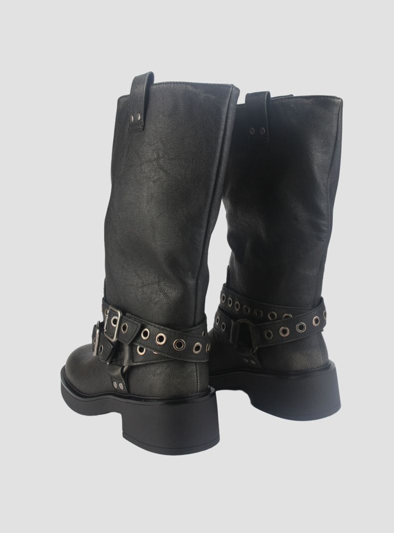 Botin Chalada Mujer Biker-6 Negro Casual-5