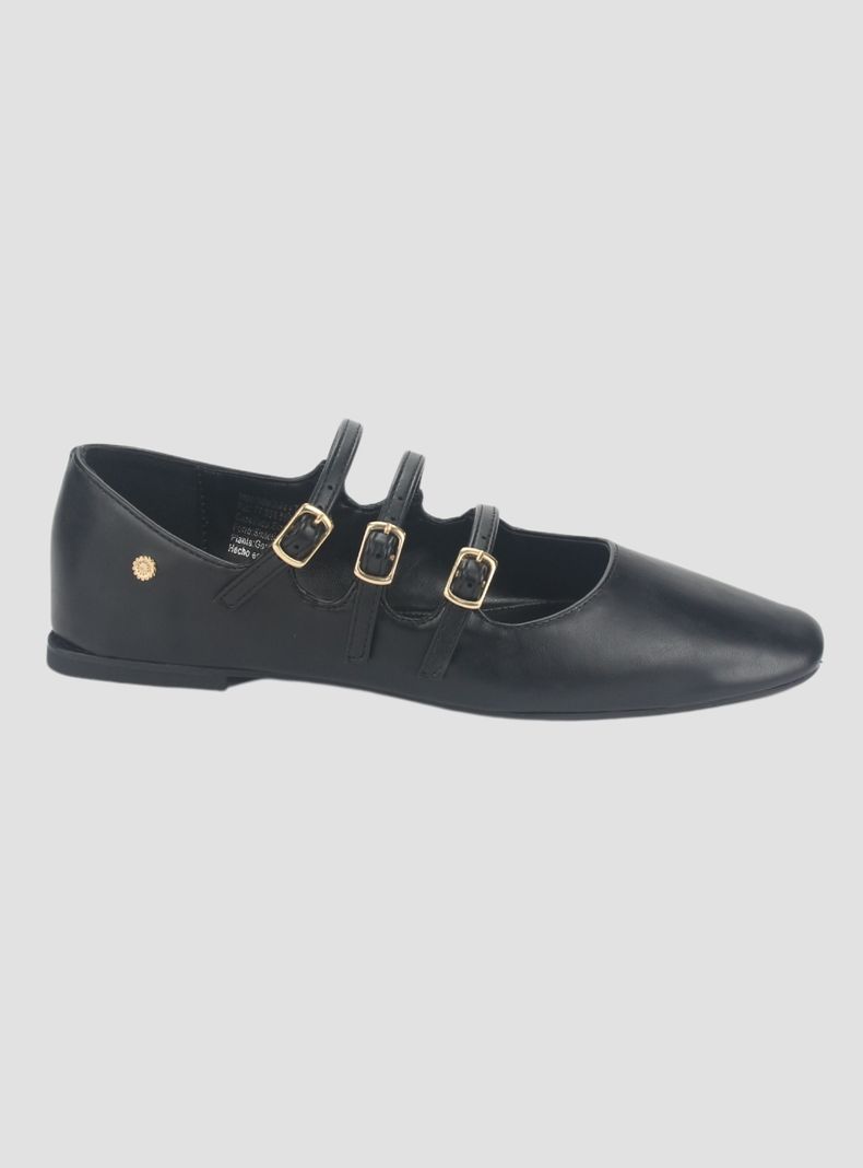 Ballerina Chalada Mujer Capo-3 Negro Plano