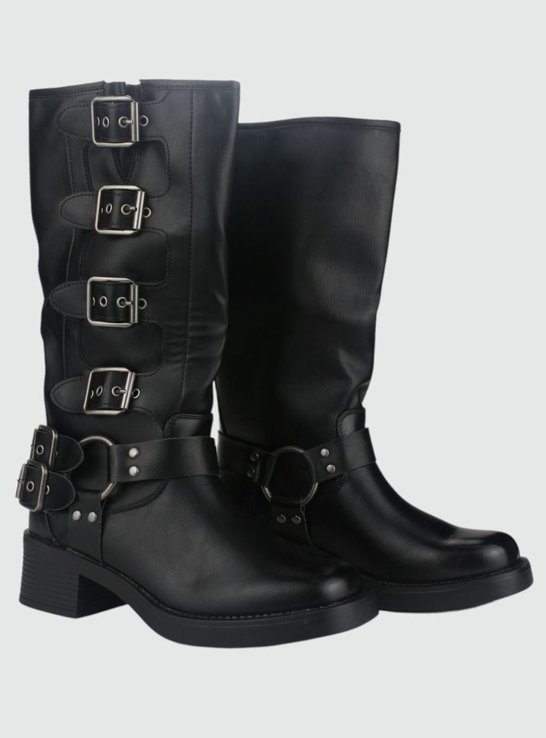 Bota Chalada Mujer Biker-2 Negro Casual-4