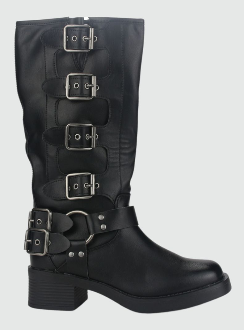 Bota Chalada Mujer Biker-2 Negro Casual-0