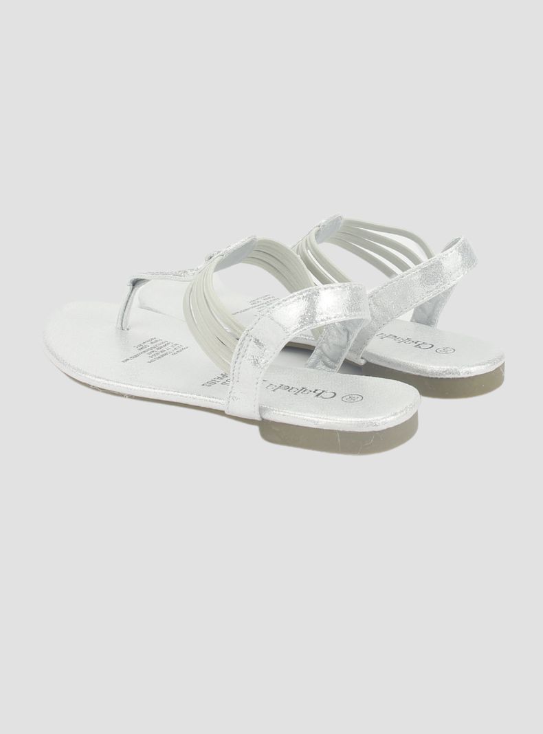 Sandalia Chalada Mujer Alki-5 Plateado Plana-5
