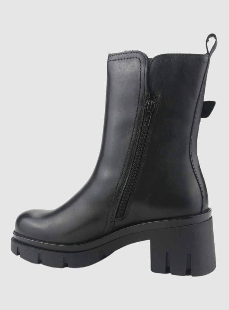 Botin de Cuero Mujer Casual Negro Cereza-1