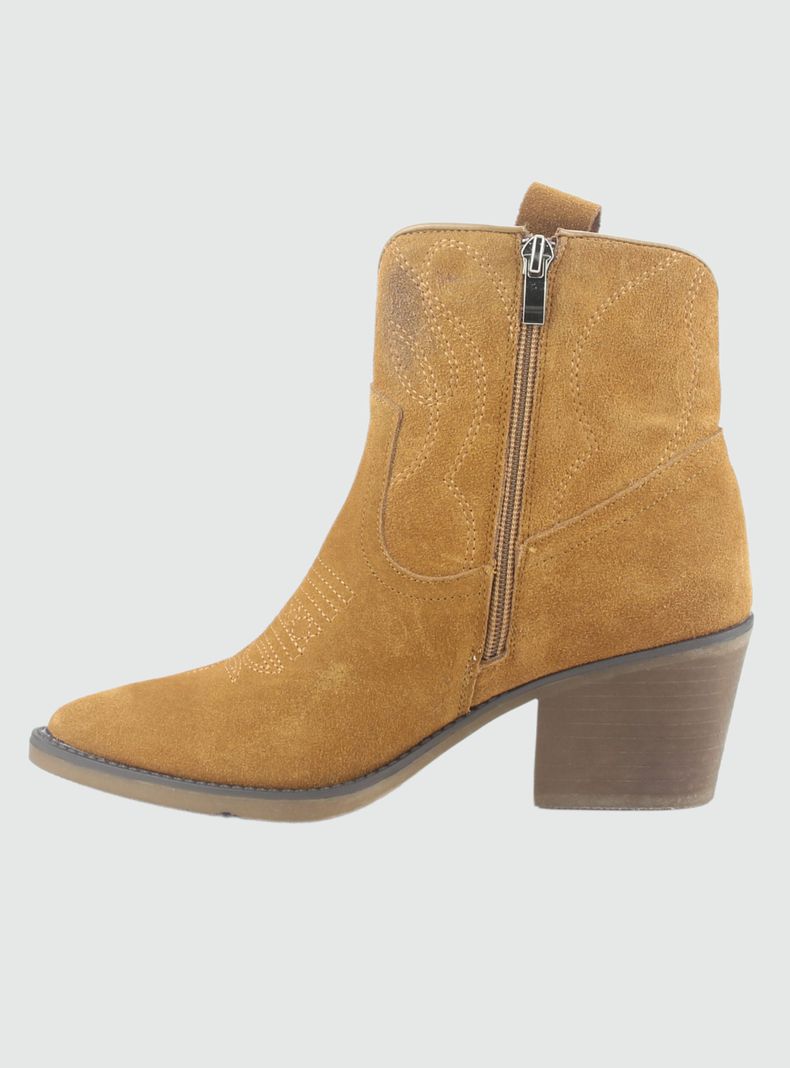 Botin de Cuero Mujer Casual Café Reno-1