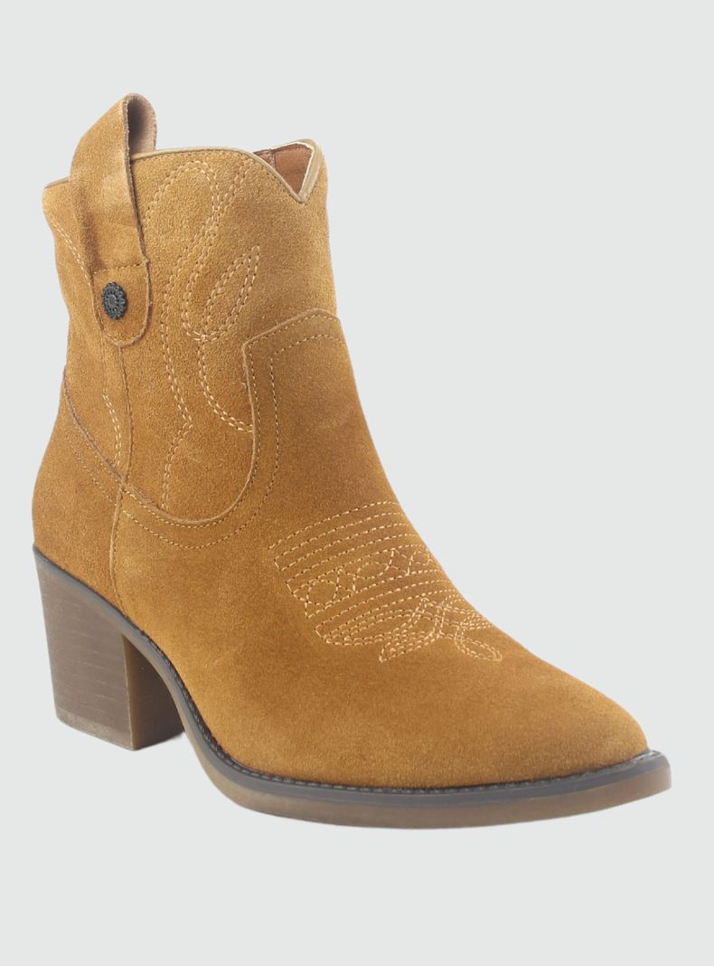Botin de Cuero Mujer Casual Café Reno-2