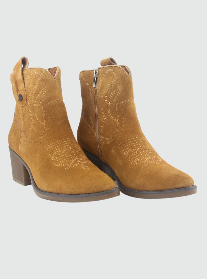 Botin de Cuero Mujer Casual Café Reno-4
