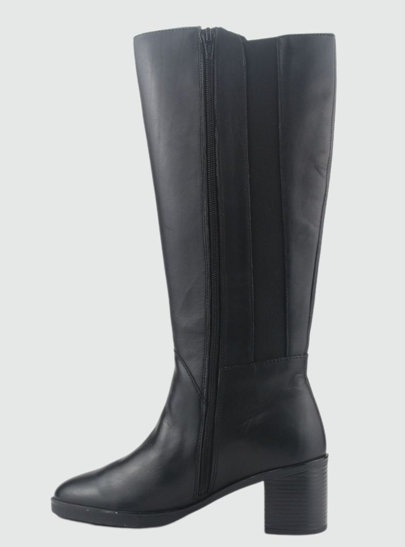 Bota de Cuero Mujer Casual Negro Puelo-1