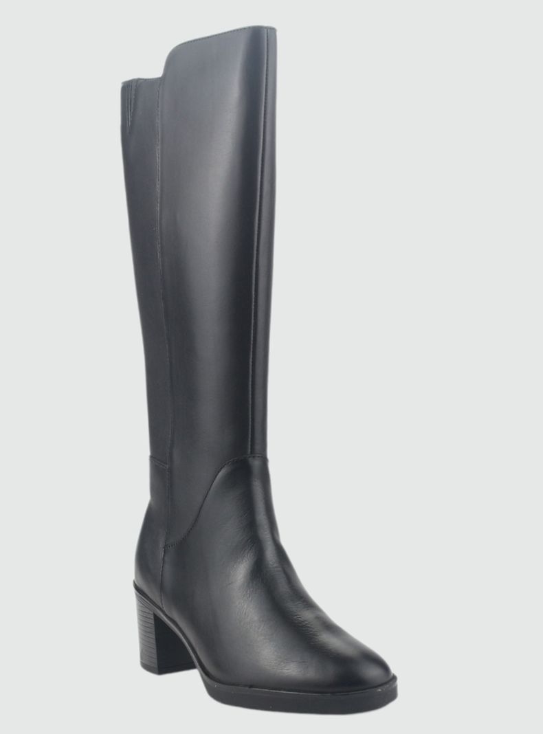 Bota de Cuero Mujer Casual Negro Puelo-2
