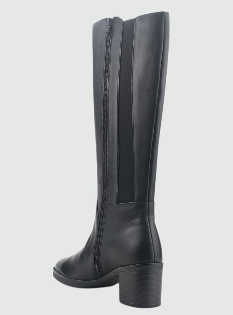 Bota de Cuero Mujer Casual Negro Puelo-3