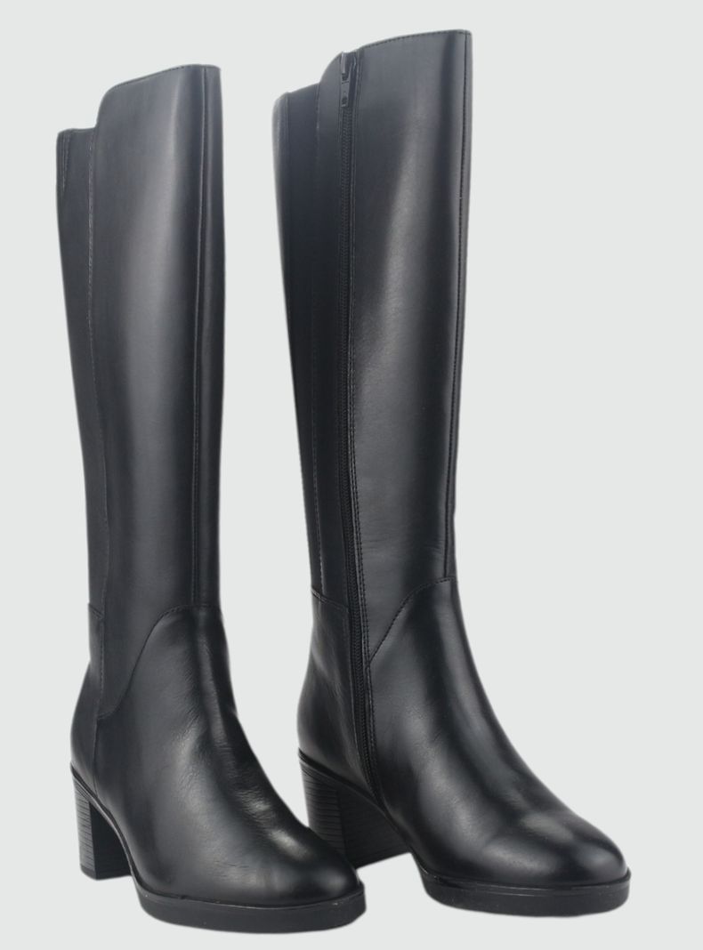 Bota de Cuero Mujer Casual Negro Puelo-4