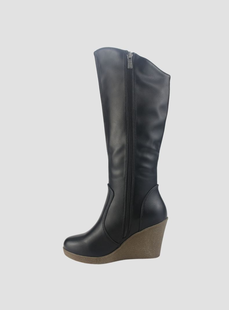 Bota Chalada Mujer Wedge-22 Negro Casual-1
