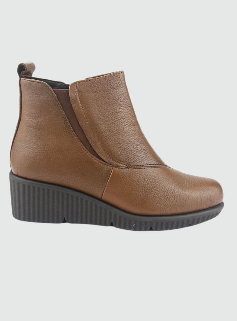 Botin de Cuero Mujer Casual Café Mosqueta-0