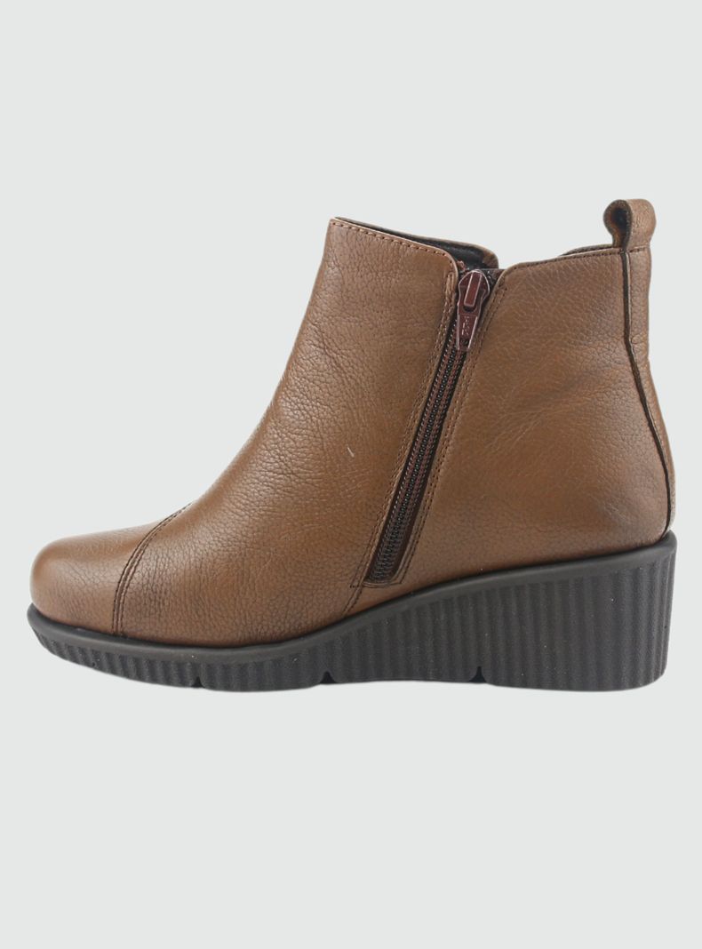 Botin de Cuero Mujer Casual Café Mosqueta-1