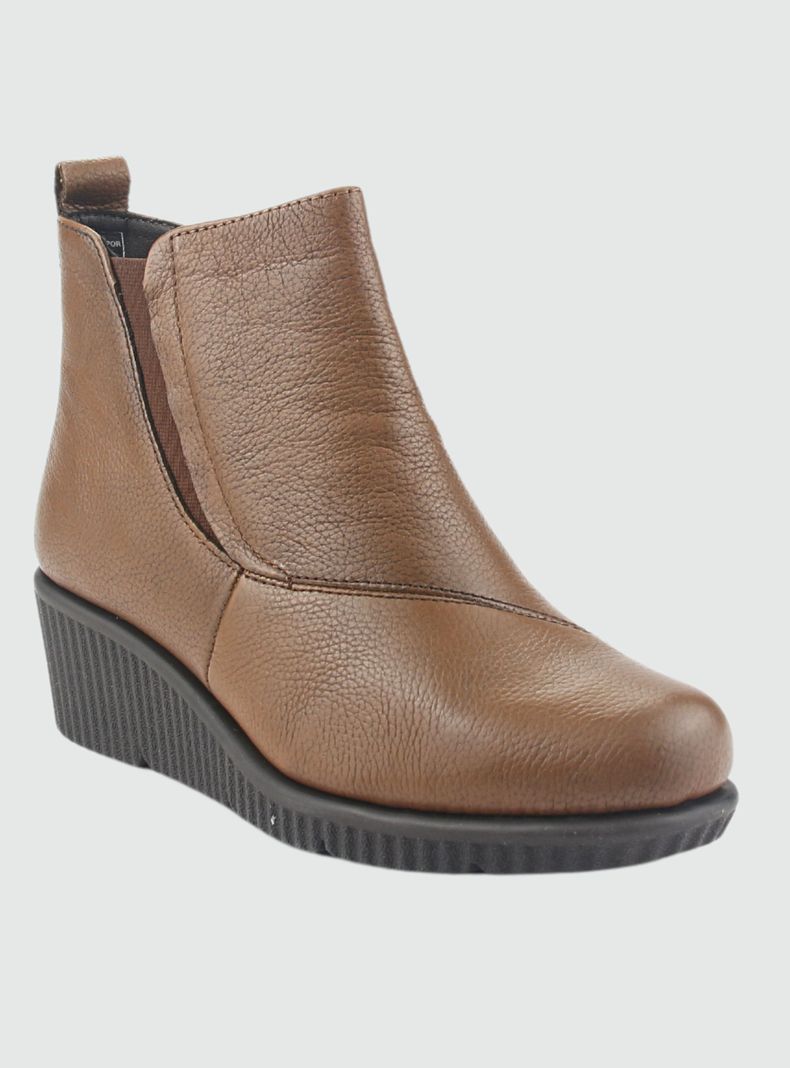 Botin de Cuero Mujer Casual Café Mosqueta-2