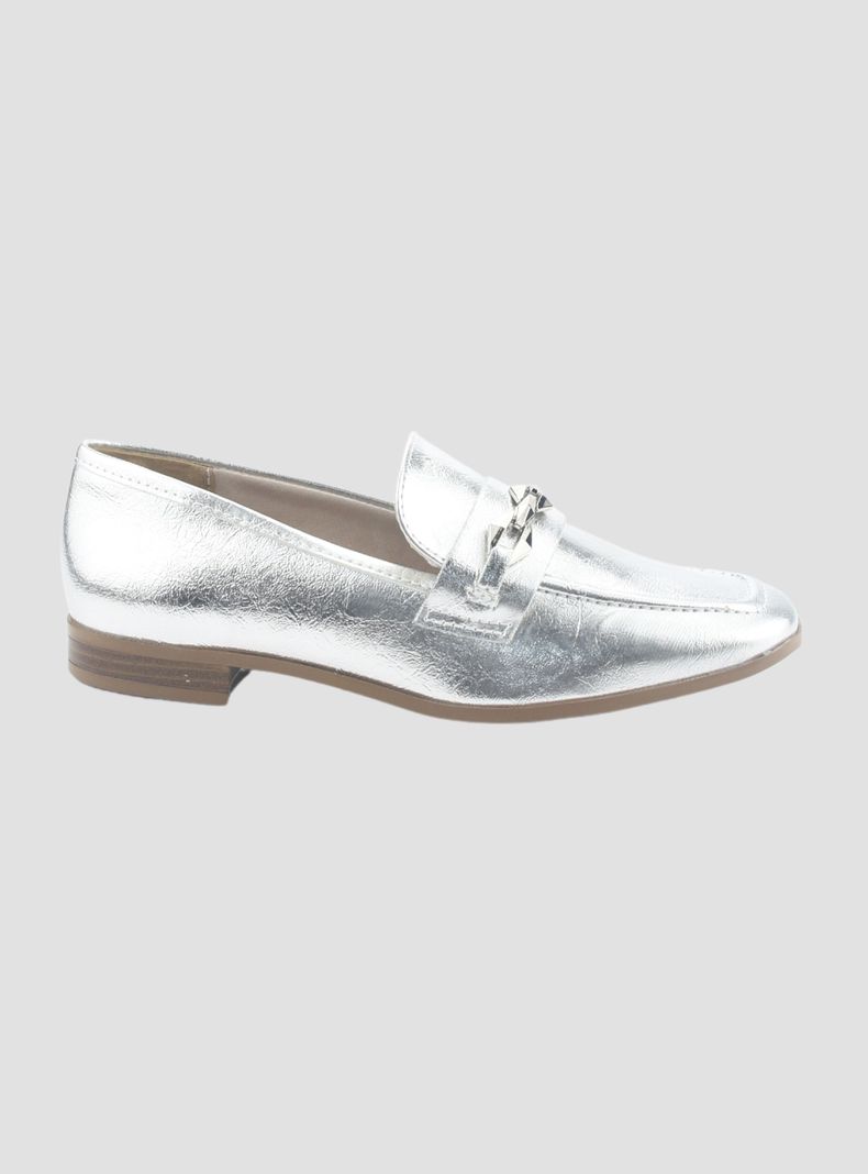 Mocasin Via Marte Mujer 075-007-01 Plateado Casual-0
