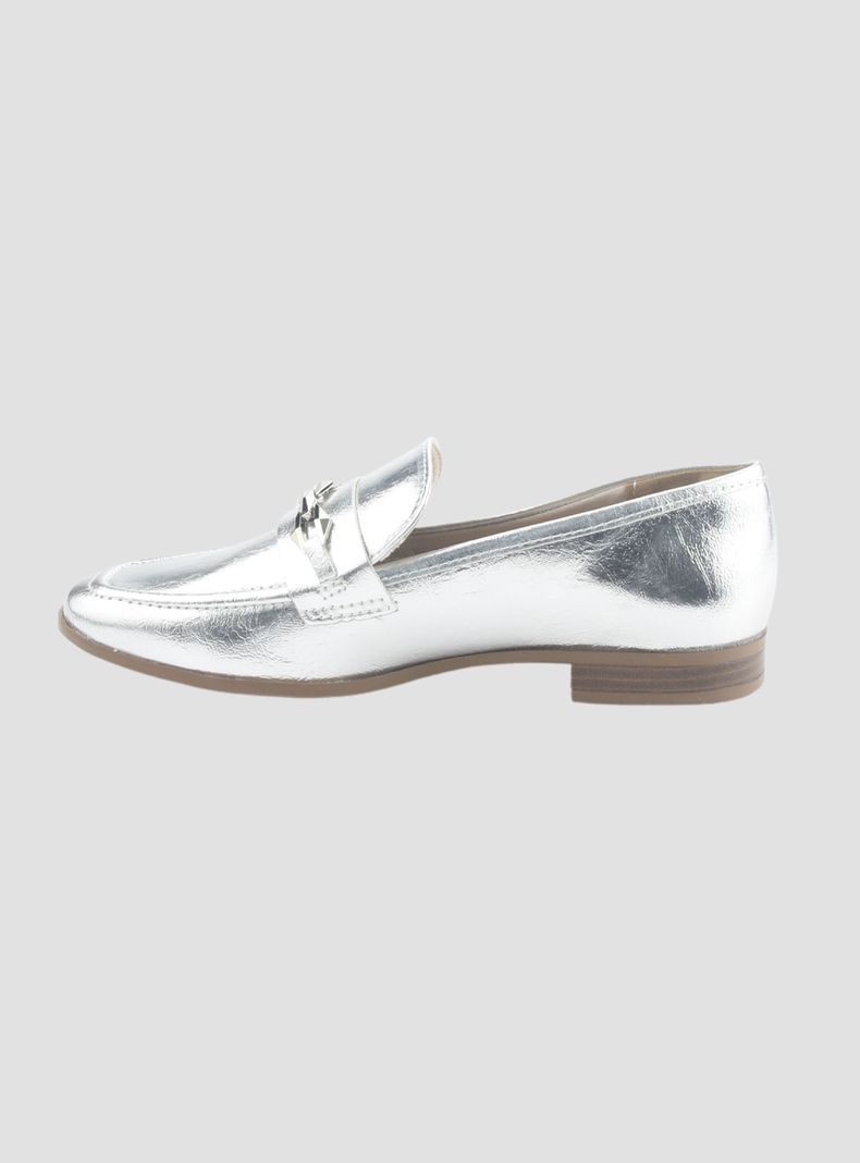 Mocasin Via Marte Mujer 075-007-01 Plateado Casual-1