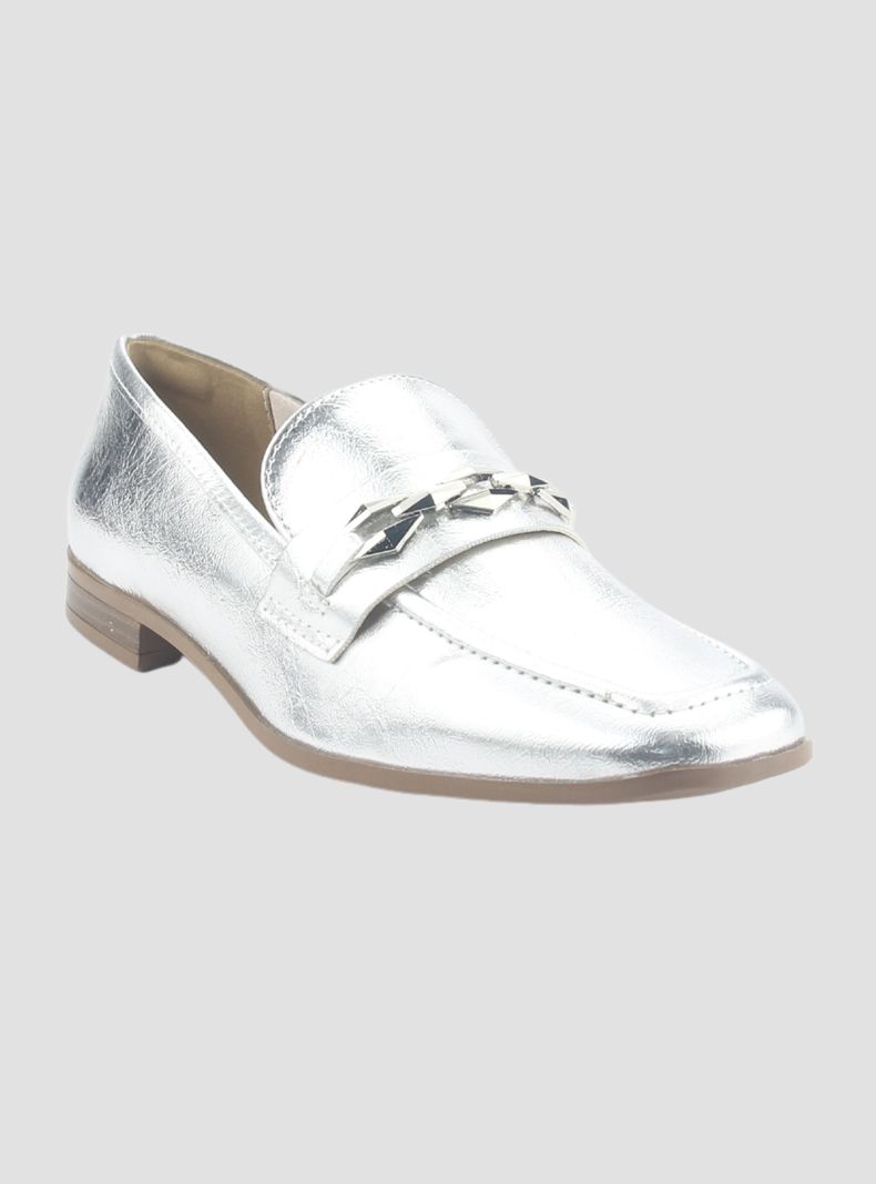 Mocasin Via Marte Mujer 075-007-01 Plateado Casual-2