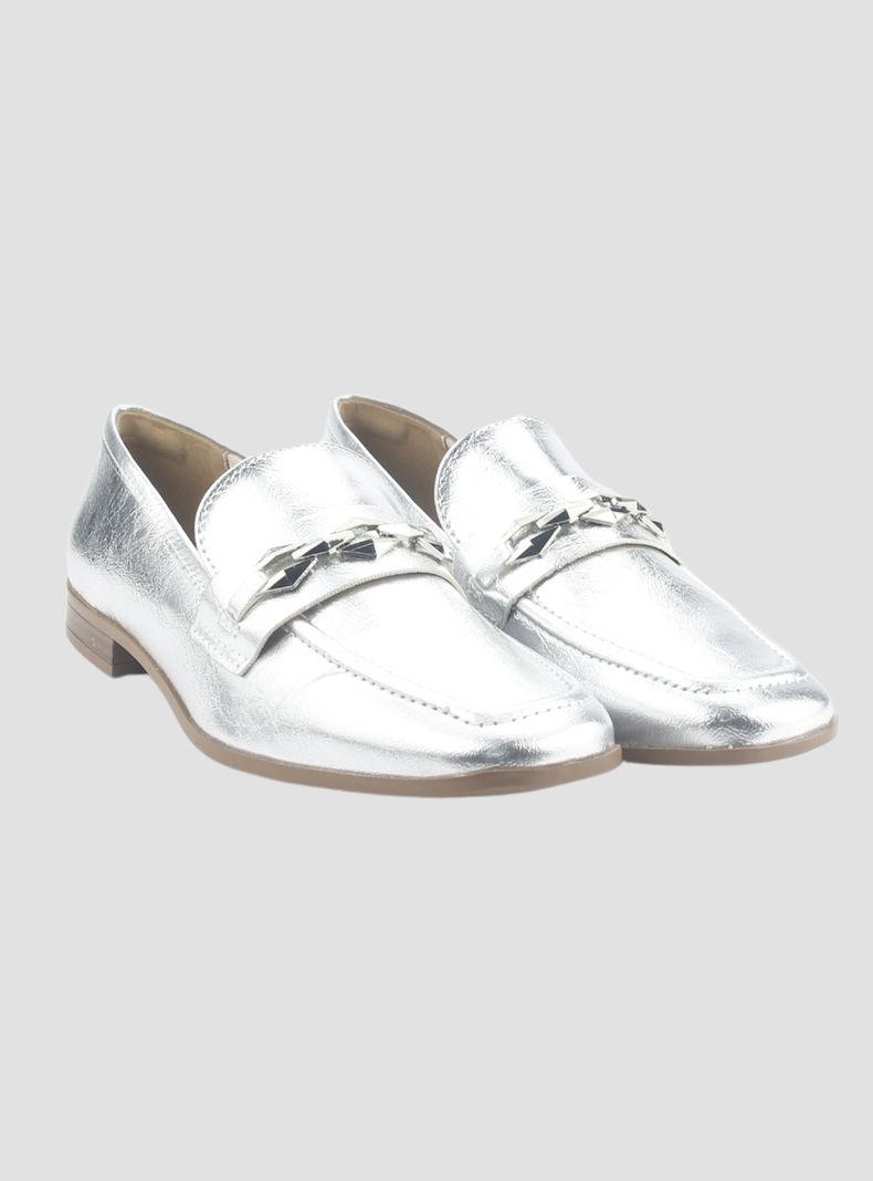 Mocasin Via Marte Mujer 075-007-01 Plateado Casual-4