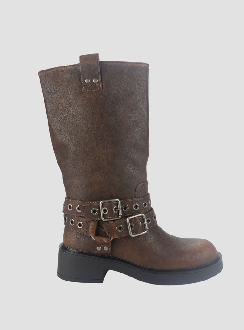 Botin Chalada Mujer Biker-6 Camel Casual-0