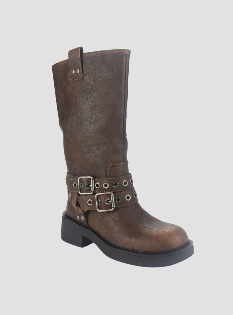 Botin Chalada Mujer Biker-6 Camel Casual-2