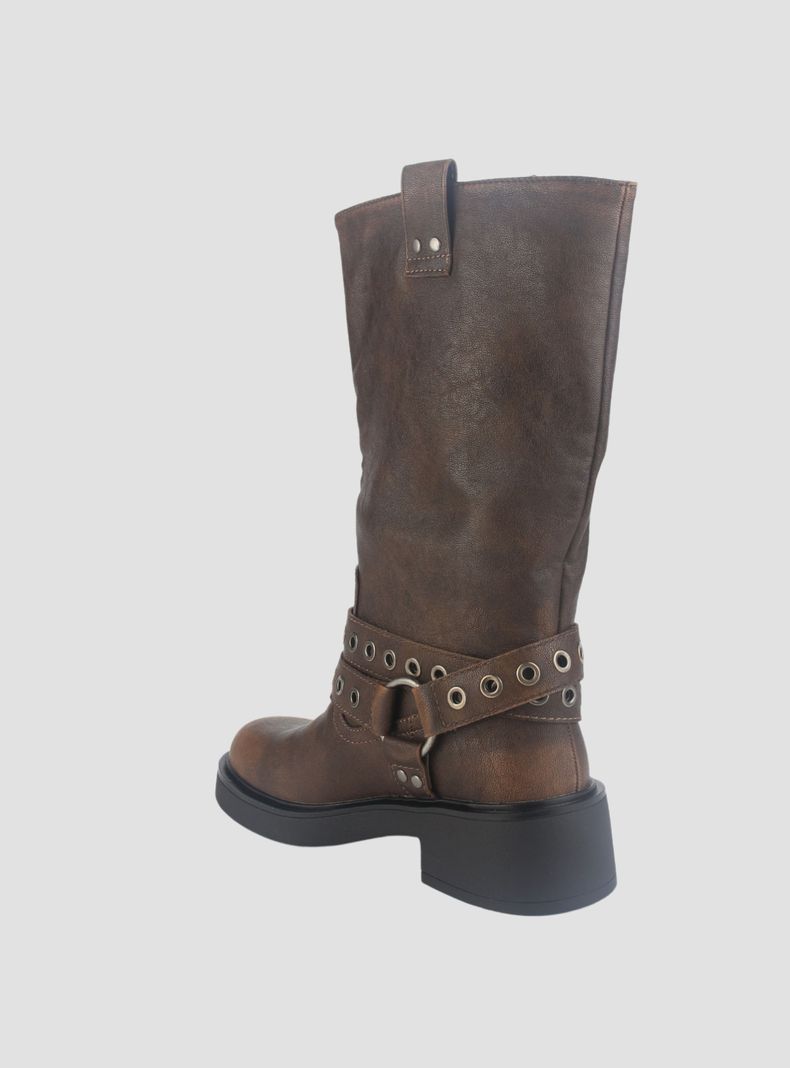 Botin Chalada Mujer Biker-6 Camel Casual-3