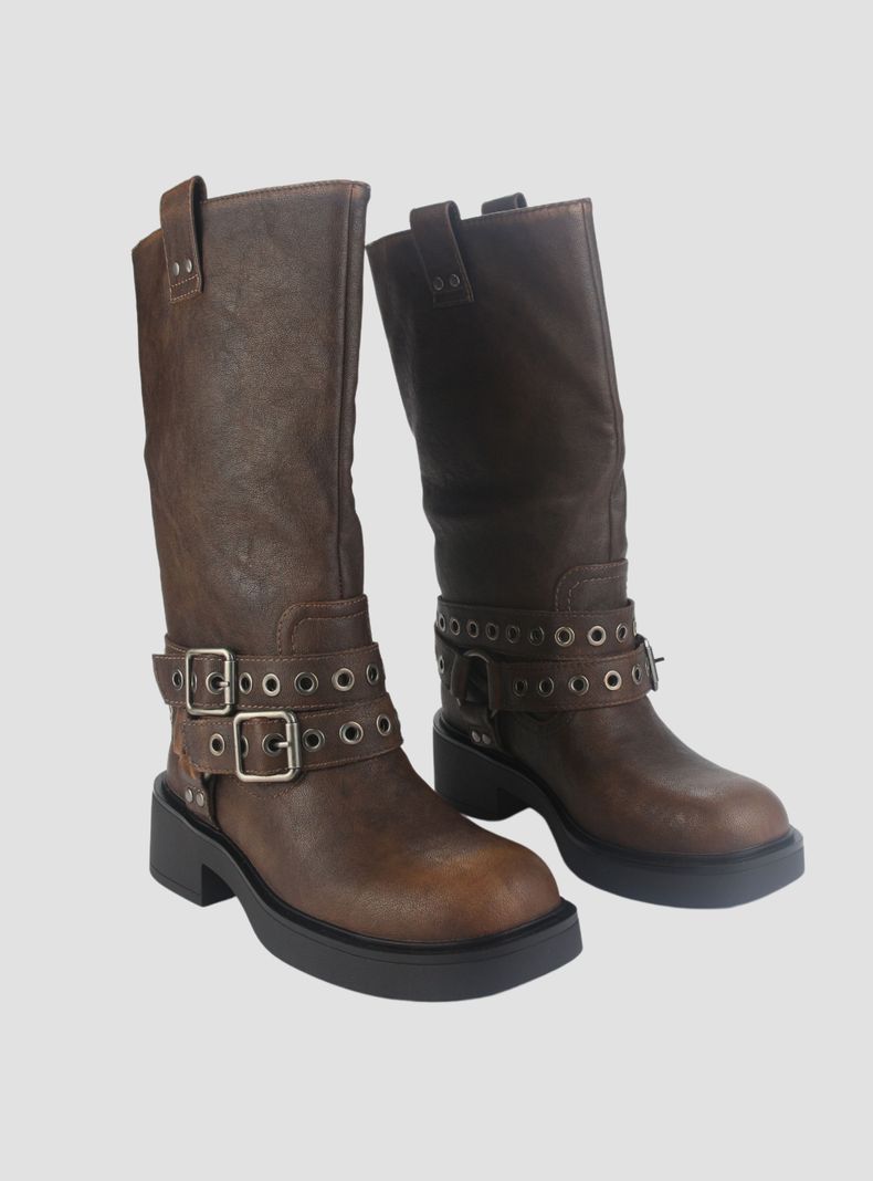 Botin Chalada Mujer Biker-6 Camel Casual-4