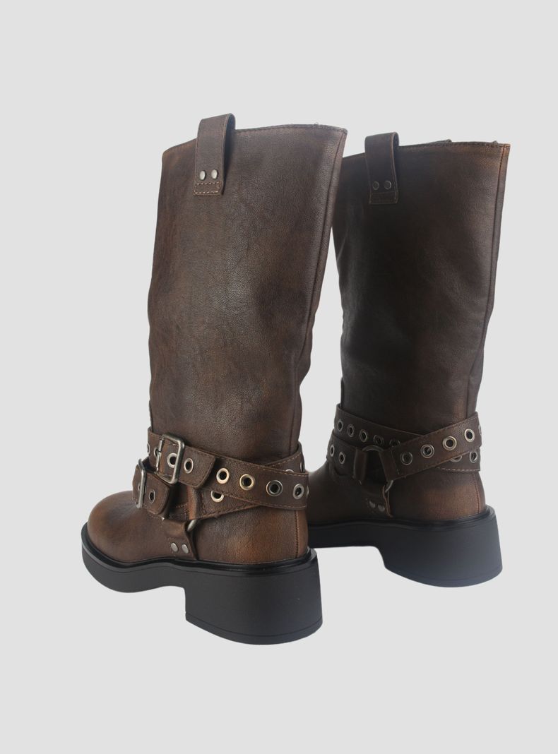 Botin Chalada Mujer Biker-6 Camel Casual-5