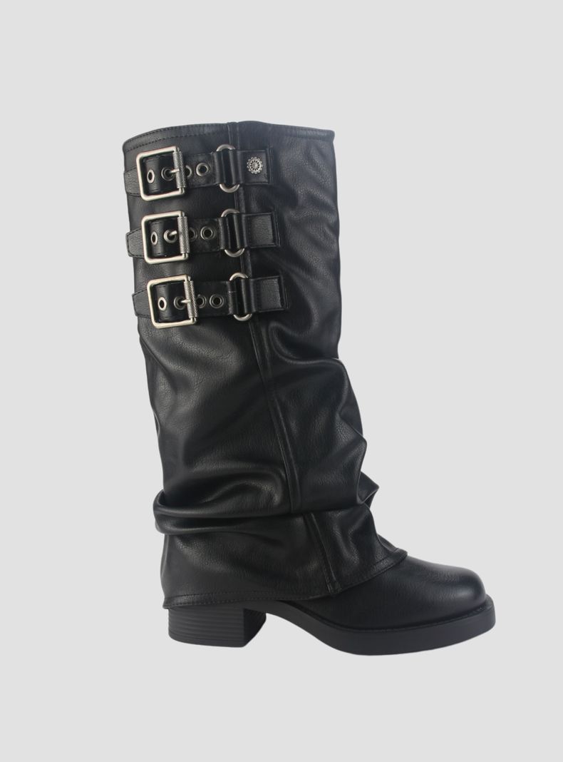 Bota Chalada Mujer Biker-7 Negro Casual-0