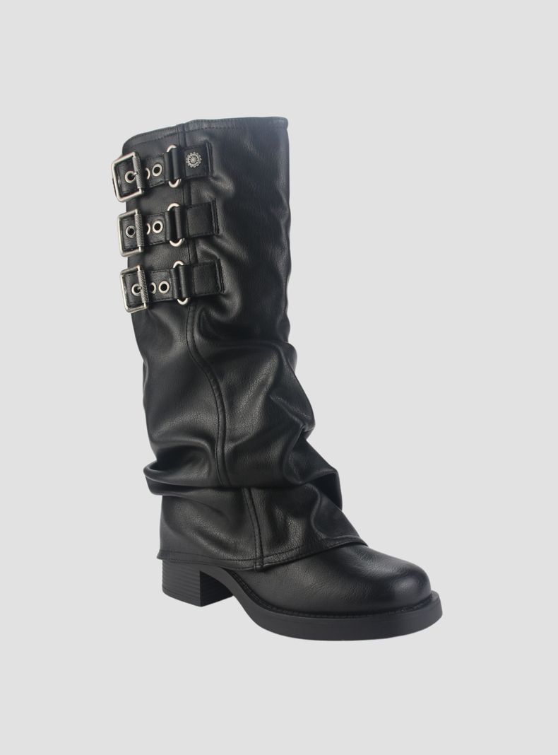 Bota Chalada Mujer Biker-7 Negro Casual-2