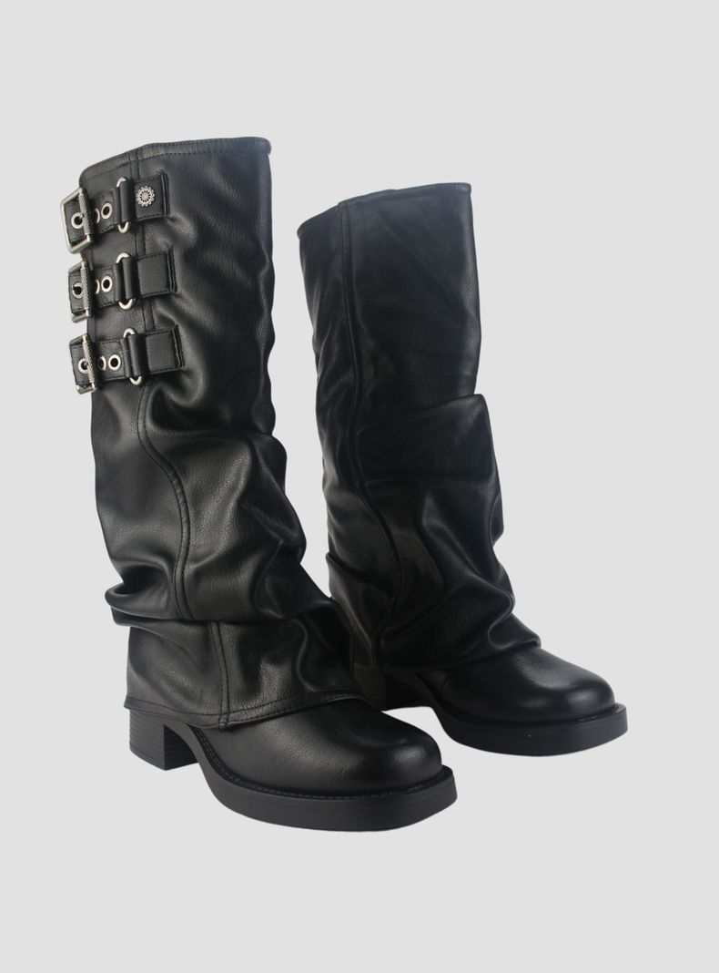 Bota Chalada Mujer Biker-7 Negro Casual-4