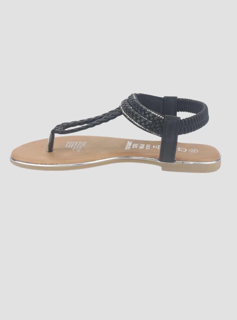 Sandalia Chalada Mujer Call-25 Negro Plana-1