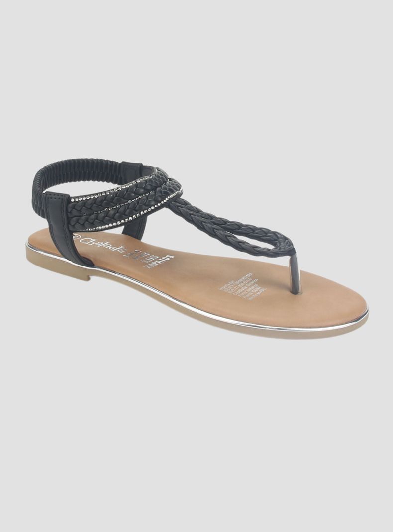 Sandalia Chalada Mujer Call-25 Negro Plana-2