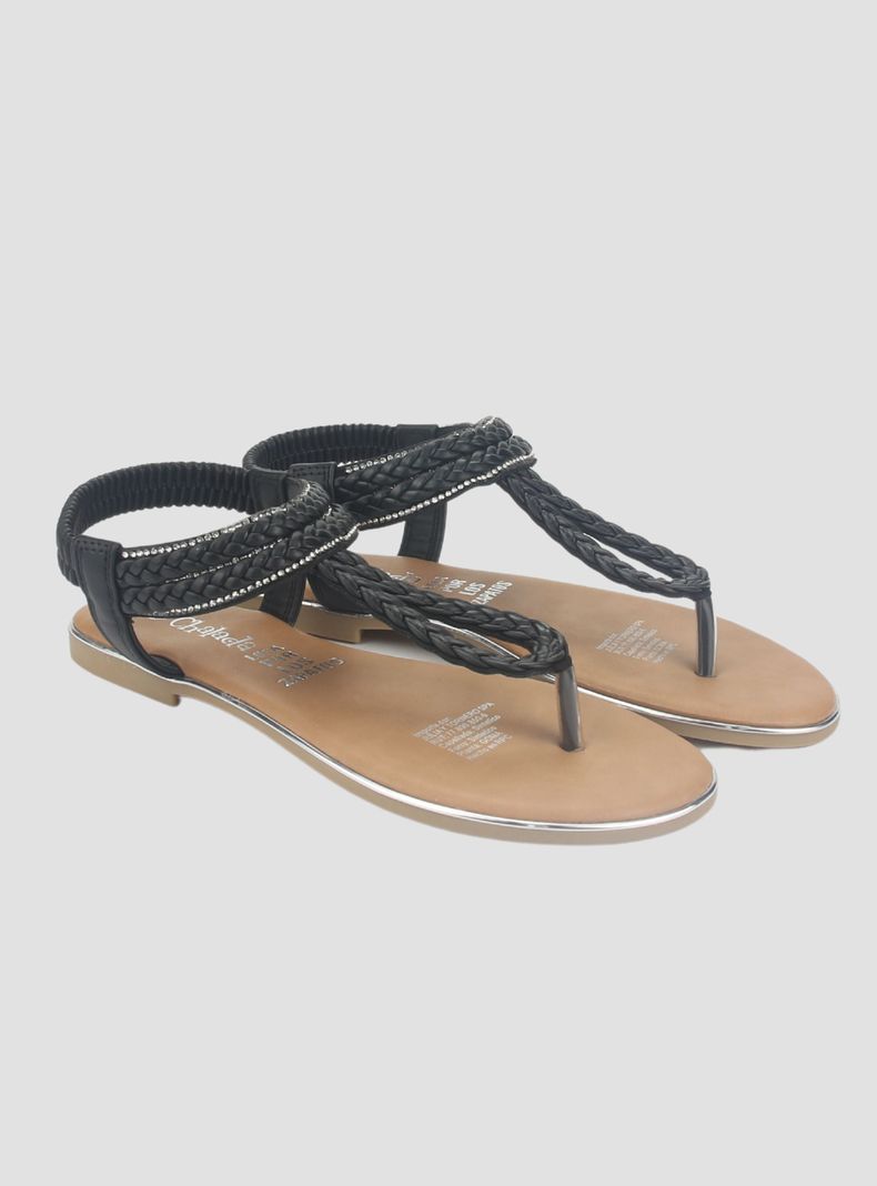 Sandalia Chalada Mujer Call-25 Negro Plana-4