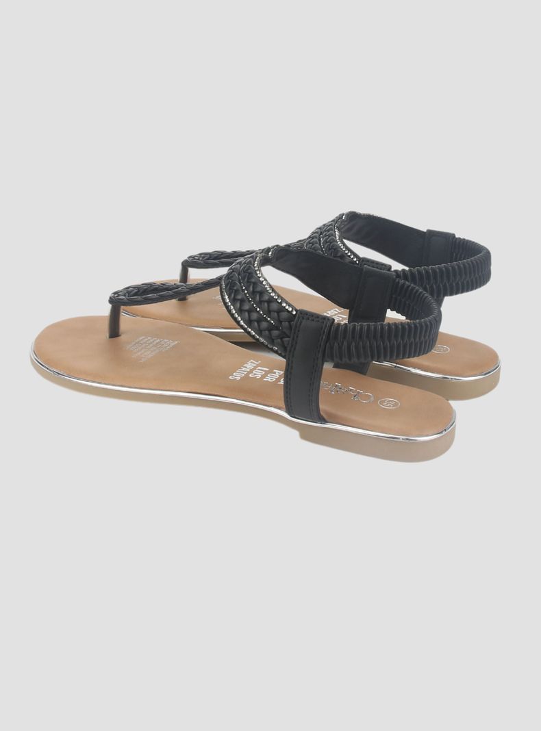 Sandalia Chalada Mujer Call-25 Negro Plana-5