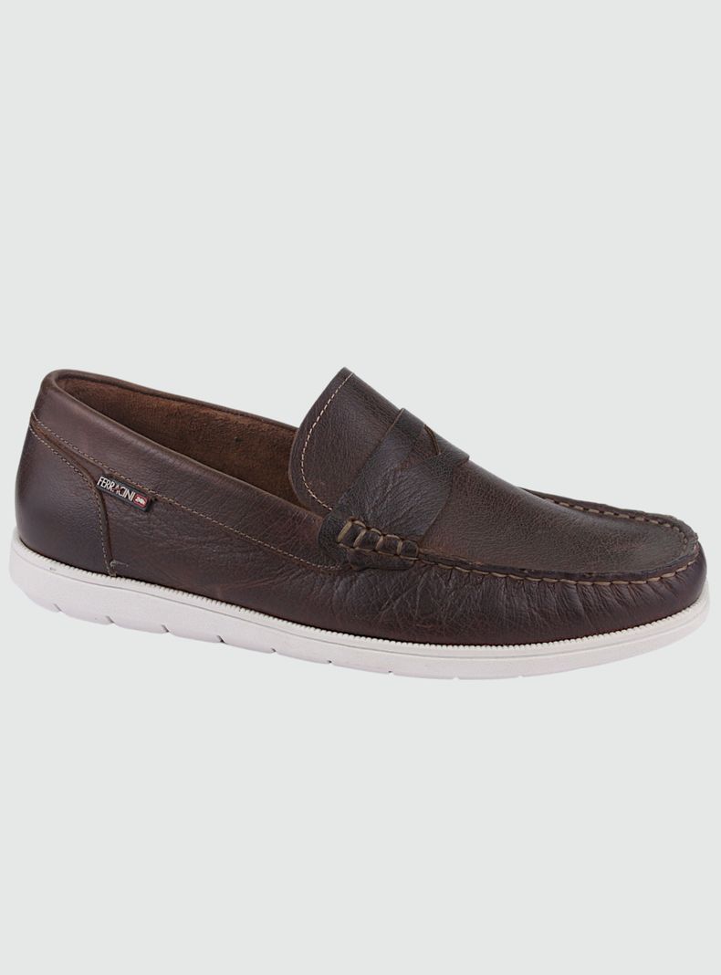 Mocasin Ferracini Hombre 4952 Cafe Casual-0