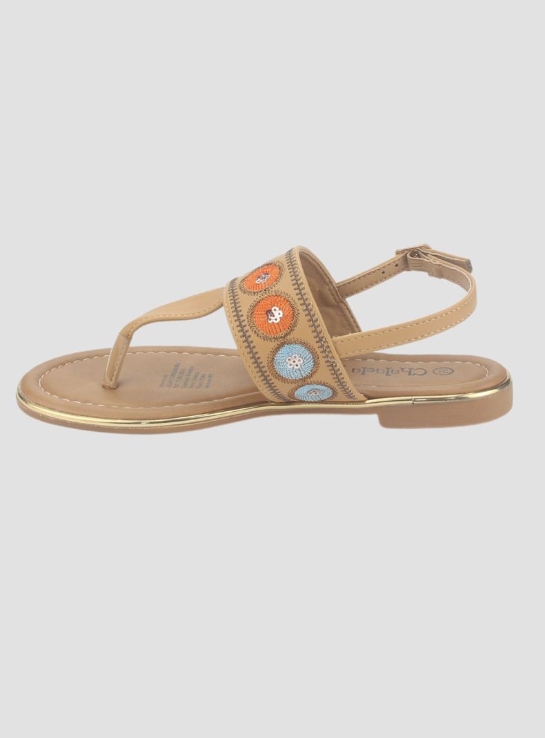 Sandalia Chalada Mujer Call-27 Camel Plana-0
