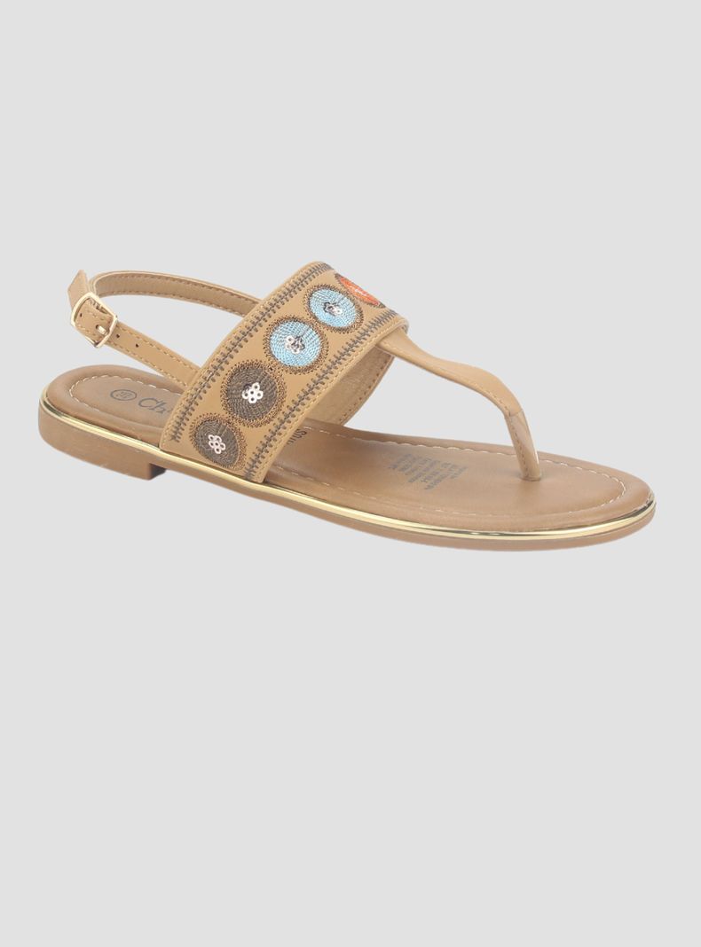Sandalia Chalada Mujer Call-27 Camel Plana-1