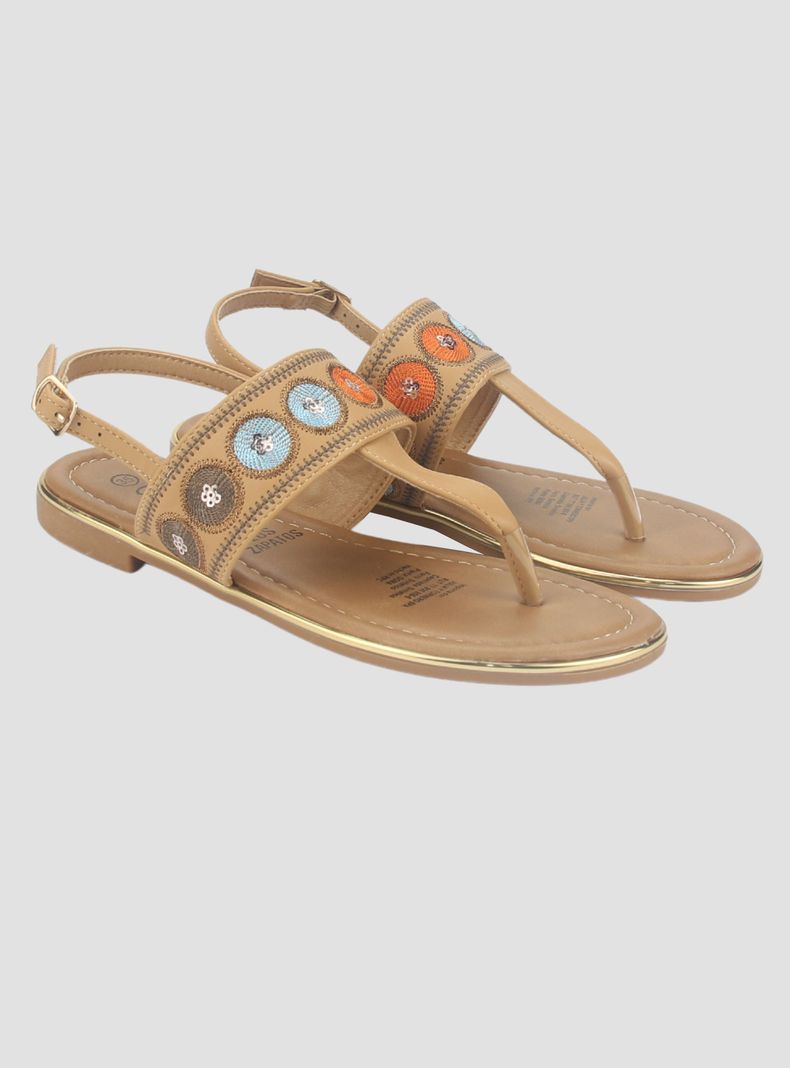 Sandalia Chalada Mujer Call-27 Camel Plana-2