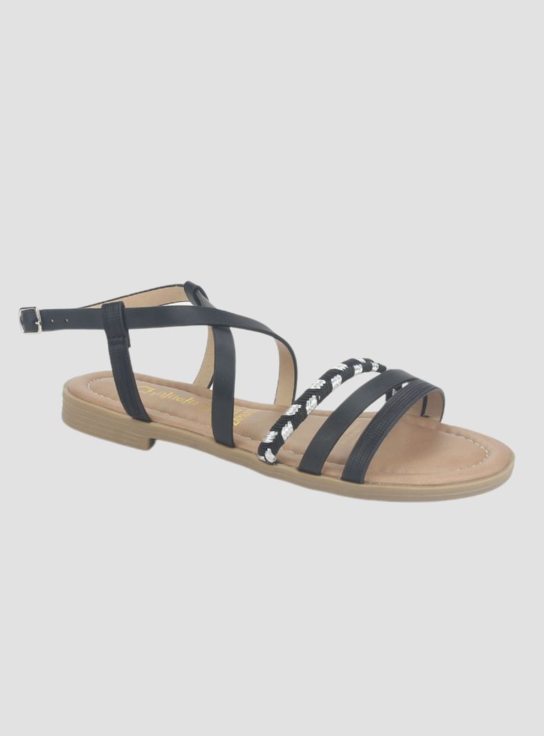 Sandalia Chalada Mujer Call-26 Negro Plana-1
