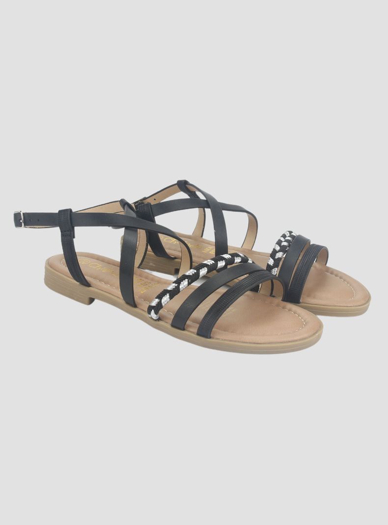 Sandalia Chalada Mujer Call-26 Negro Plana-3