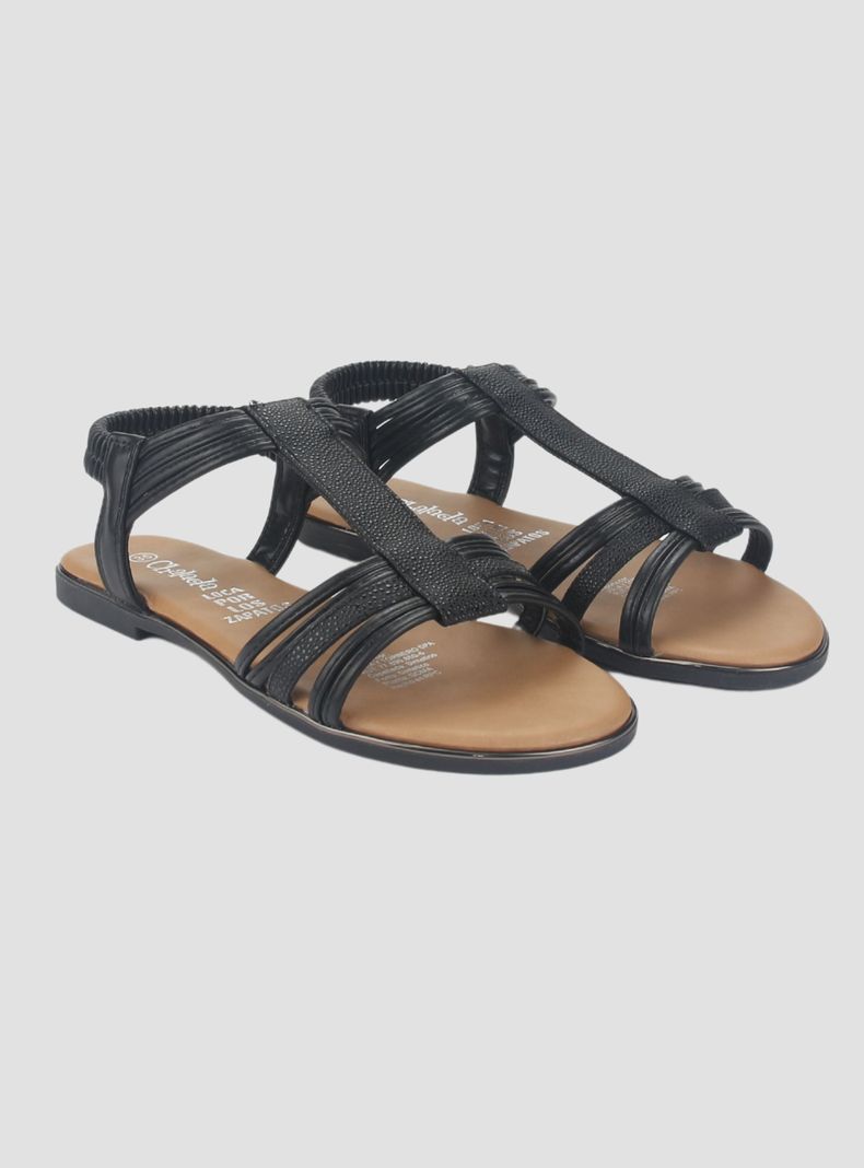 Sandalia Chalada Mujer Alki-1 Negro Plana-3