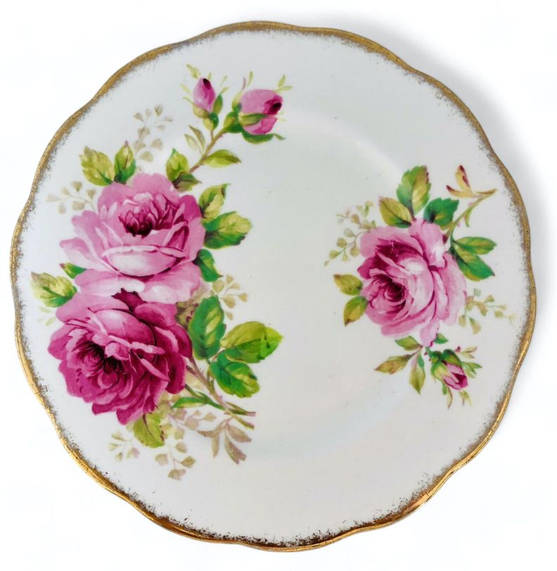 Plato de Torta o Pan "American Beauty" - Royal Albert, Inglaterra (1941-1998)-0