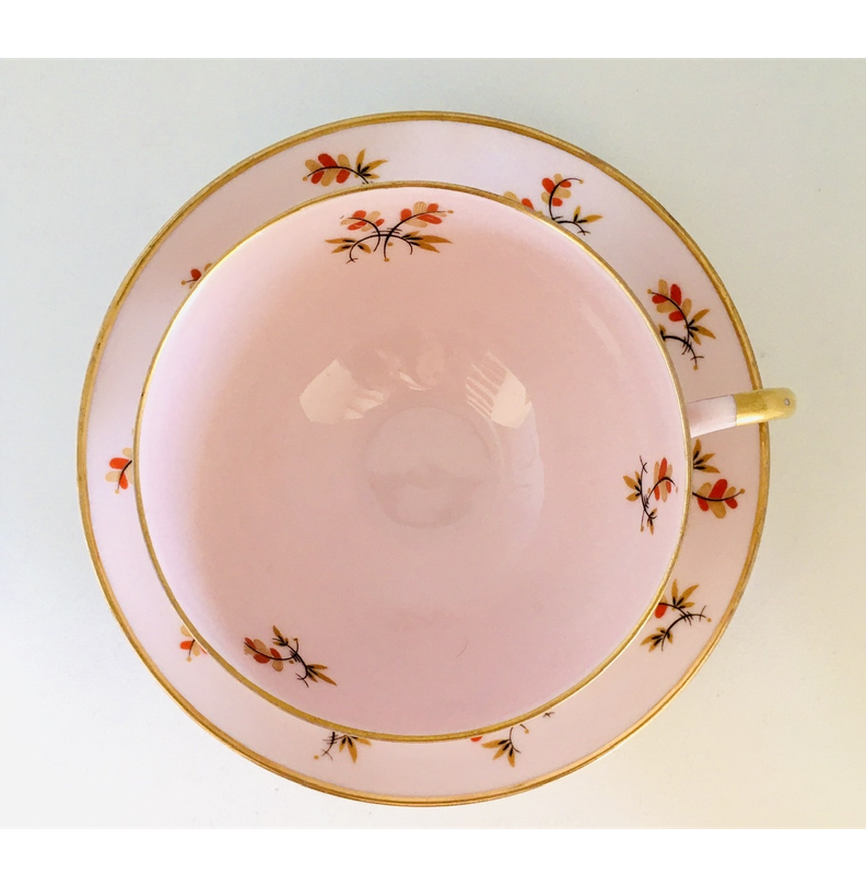 Taza de Café Haviland en Rosado con Hojas Decorativas (120 cc aprox.)-2