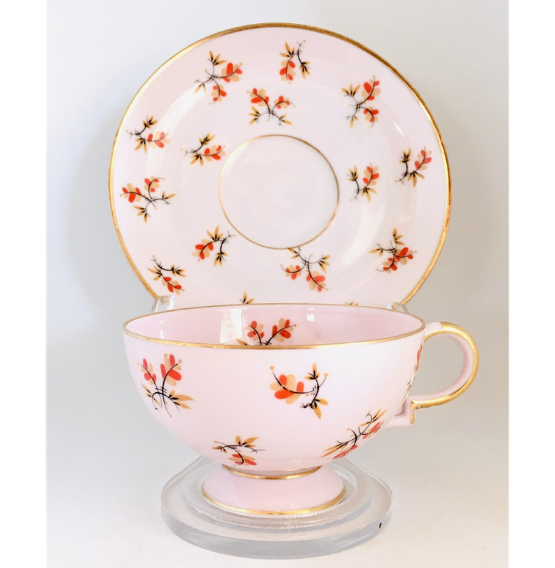 Taza de Café Haviland en Rosado con Hojas Decorativas (120 cc aprox.)-3
