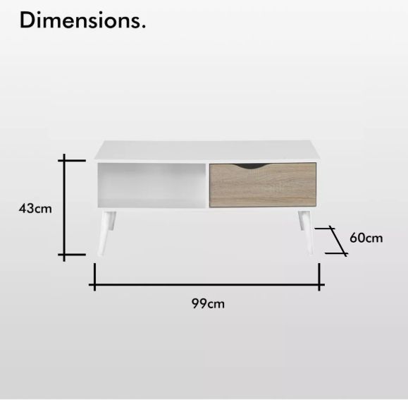 Mesa De Centro Con Cajon Para Living 99x60x53cm Norteamérica-3