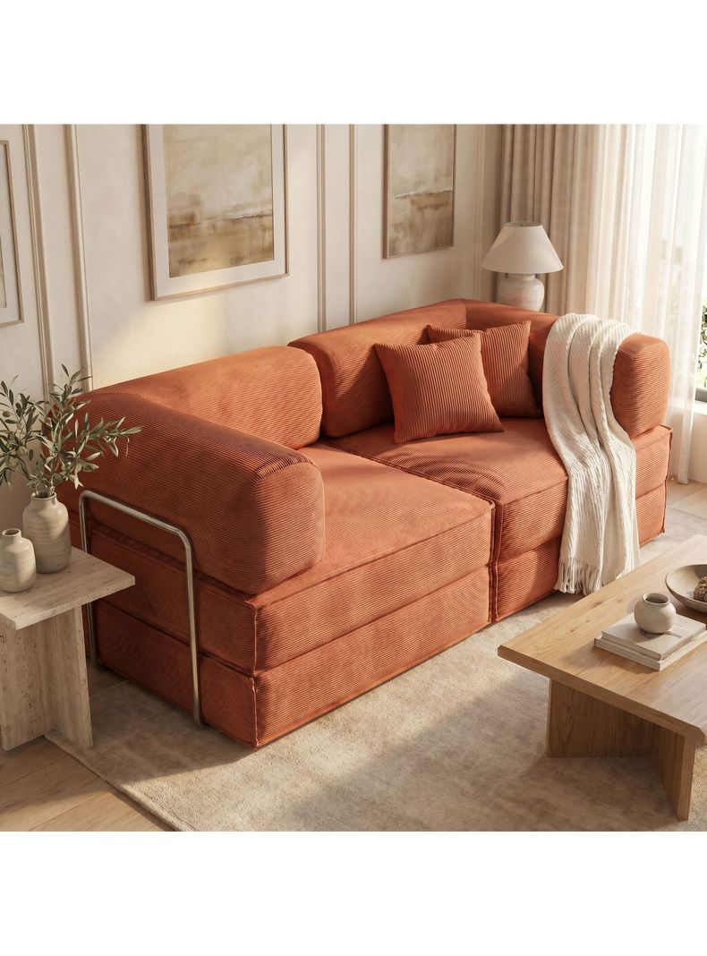 Sofa Cama King Modular 3 En 1 Convertible Alta Tencidad Rojo Terracota